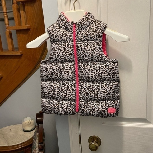 Gap Baby Cute Cheetah Print & Pink Puffer Vest - Picture 3 of 12
